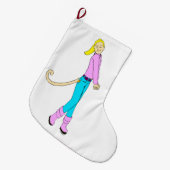 尾の付いた女の子 ラージクリスマスストッキング (正面 (吊り時))