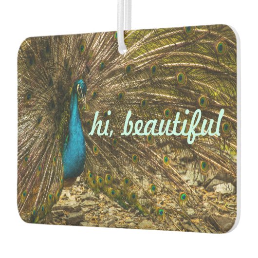 尾の羽が開いた美しい青い孔雀 カーエアーフレッシュナー (左)