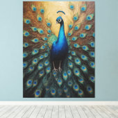 尾の羽を広げた孔雀 キャンバスプリント (インサイチュ (ウッドフロア))