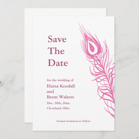 尾の羽を振って日付を保存2 (明るい赤紫色) セーブザデート (正面/裏面)