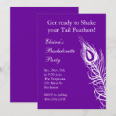 尾の羽を振るバチェロレッテ（紫） 招待状 (正面/裏面)