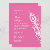 「尾の羽を振る」ブライダルシャワー(ピンク) 招待状 (正面/裏面)