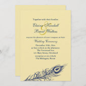 尾の羽を黄色に振る結婚式招待状 招待状 (正面/裏面)