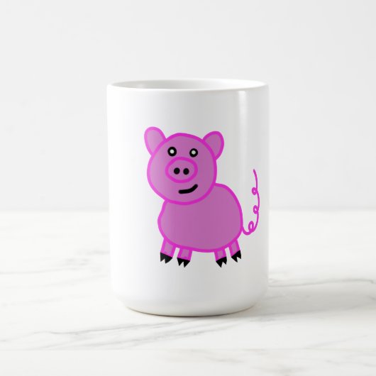 尾の長い可愛いピンク豚 コーヒーマグカップ (中央)