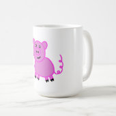 尾の長い可愛いピンク豚 コーヒーマグカップ (正面右)