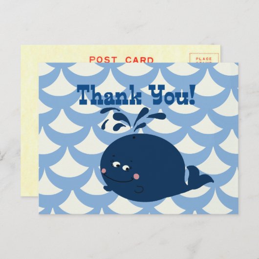 尾の青のホエー航海のルありがとう – ポストカード (正面/裏面)