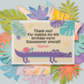 尾はかりで測の女の子の爬虫類誕生日 サンキューカード