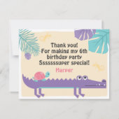尾はかりで測の女の子の爬虫類誕生日 サンキューカード (正面)