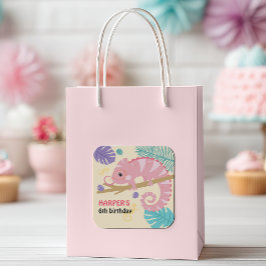 尾はかりで測の女の子の爬虫類誕生日 スクエアシール