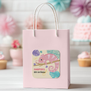 尾はかりで測の女の子の爬虫類誕生日 スクエアシール