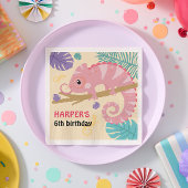 尾はかりで測の女の子の爬虫類誕生日 スタンダードカクテルナプキン