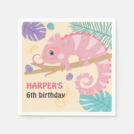 尾はかりで測の女の子の爬虫類誕生日 スタンダードカクテルナプキン (正面)