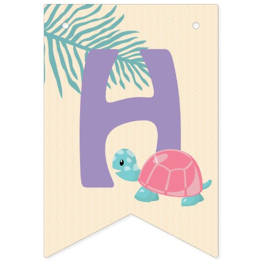 尾はかりで測の女の子の爬虫類誕生日 バンティングフラッグ (第2の旗)