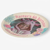 尾はかりで測の女の子の爬虫類誕生日 ペーパープレート (アングル)