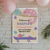 尾はかりで測の女の子の爬虫類誕生日 ポスター