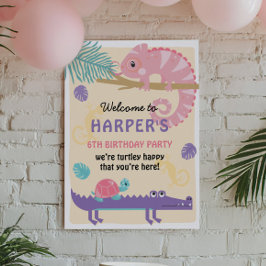 尾はかりで測の女の子の爬虫類誕生日 ポスター