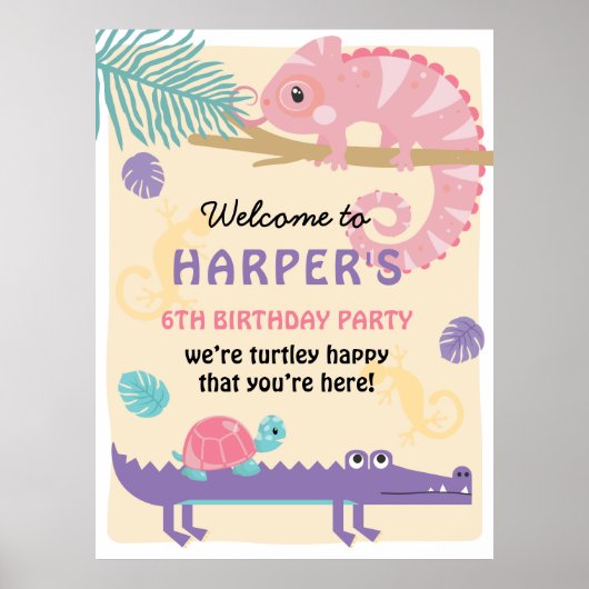 尾はかりで測の女の子の爬虫類誕生日 ポスター (正面)
