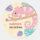 尾はかりで測の女の子の爬虫類誕生日 ラウンドシール (正面)