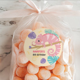 尾はかりで測の女の子の爬虫類誕生日 ラウンドシール