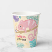 尾はかりで測の女の子の爬虫類誕生日 紙コップ (裏面)