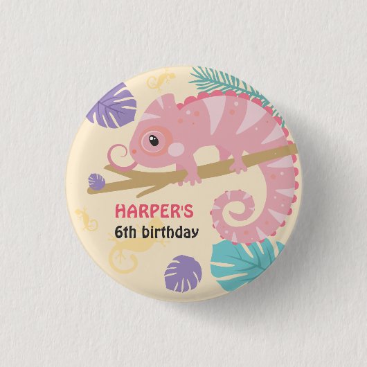 尾はかりで測の女の子の爬虫類誕生日 缶バッジ (正面)