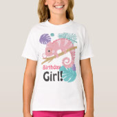 尾はかりで測の女の子の爬虫類誕生日 Tシャツ (正面)