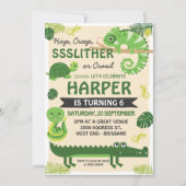 尾はかりで測爬虫類誕生日招待状 招待状 (正面)