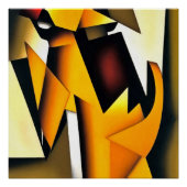 尾は犬の幾何学的な抽象芸術芸術を振る ポスター (正面)