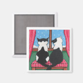 尾を持つ猫を愛する冬 |キャットアート マグネット (正面/裏面)