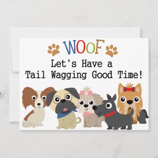 尾を振る犬の誕生日招待状 招待状 (正面)