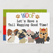 尾を振る犬の誕生日招待状 招待状 (正面/裏面)