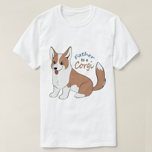 尾を搭載する赤いコーギーへの父 Tシャツ (デザイン正面)