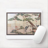 尾形光琳の鶴、松、竹 マウスパッド (マウス)