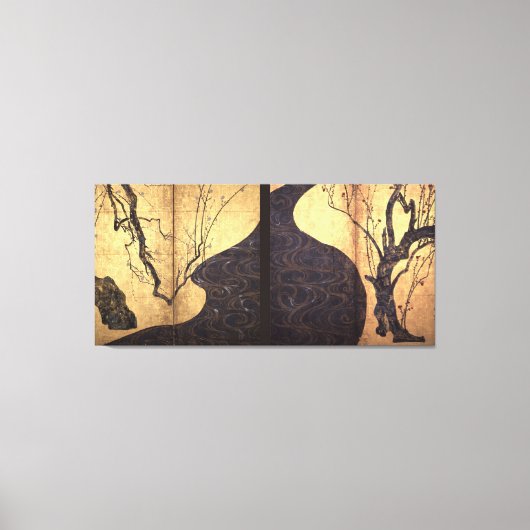 尾形光琳/赤と白プラムボソム/18C / キャンバスプリント (正面)