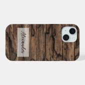 尾根と不完全性を備えた木製の電話ケース iPhone 15ケース (裏面横)