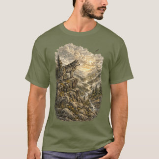 尾根の上の孤独なオオカミTシャツ Tシャツ
