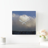 尾根の上の雲 スクエア壁時計 (ホーム)