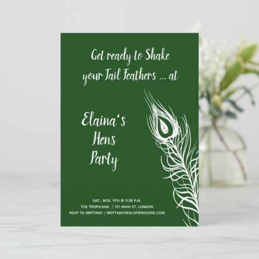尾羽を振って踊ろう!ハンズパーティー エメラルドグリーン 招待状 (スタンド正面)
