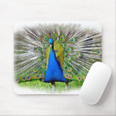 尾羽を表示する孔雀Tシャツ マウスパッド (マウス)
