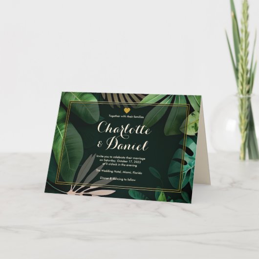 局所パタ葉ーン |折り曲げ | 結婚s 招待状 (正面)