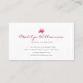 局所ピンクのハイビスカスフローラと葉の水色 名刺 (裏面)