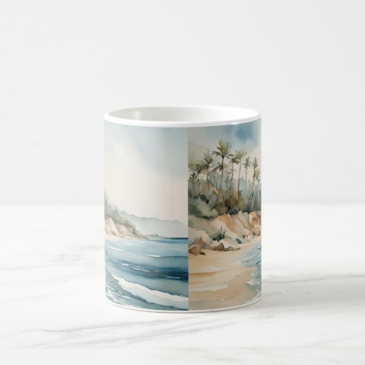 局所海ビーチシースケープウォーター色 コーヒーマグカップ (中央)