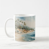 局所海ビーチシースケープウォーター色 コーヒーマグカップ (左)
