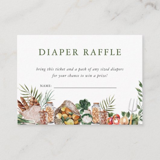 局所的に成長したファーマーズマーケットベビー |おむつラッフル エンクロージャーカード (正面)