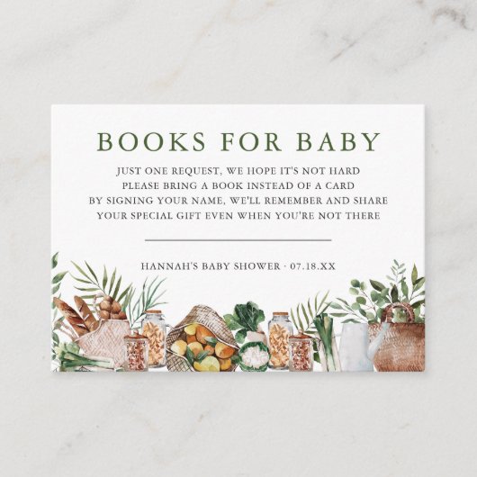 局所的に成長したファーマーズマーケットベビー |ブックリクエスト エンクロージャーカード (正面)