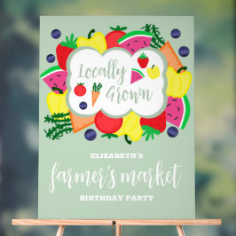 局所的に成長したファーマーズマーケット誕生日 アクリルサイン