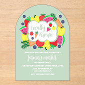 局所的に成長したファーマーズマーケット誕生日 アクリル招待状 (正面)