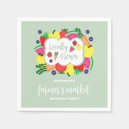 局所的に成長したファーマーズマーケット誕生日 スタンダードカクテルナプキン