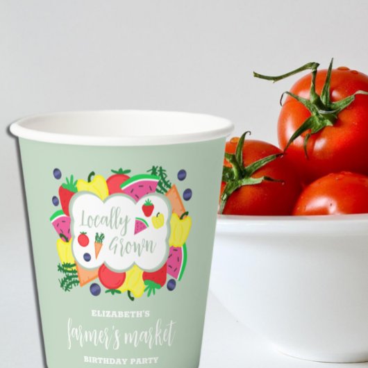 局所的に成長したファーマーズマーケット誕生日 紙コップ
