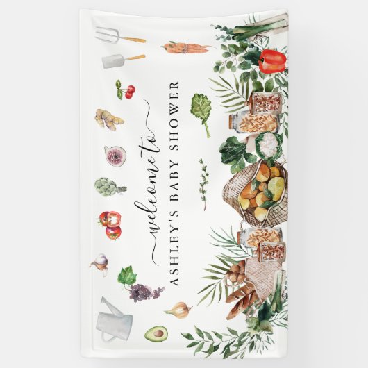 局所的に成長したファーマーズマーケット |赤ちゃんシャワー 横断幕 (縦)